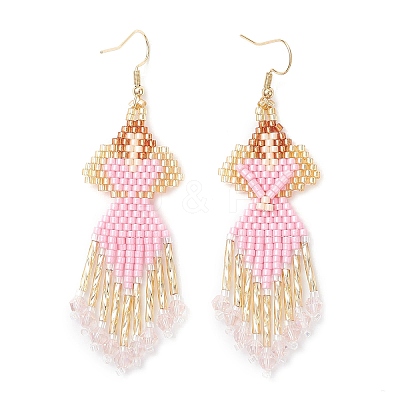 Angel Handmade Glass Seed Beads Dangle Earrings EJEW-MZ00538-1