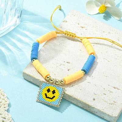 MIYUKI Glass Seed Rectangle Charm Bracelet BJEW-MZ00037-05-1