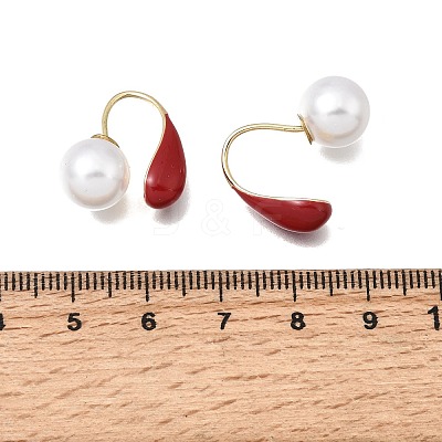 Alloy Enamel & Resin Pearl Clip-on Earrings EJEW-G466-05G-1