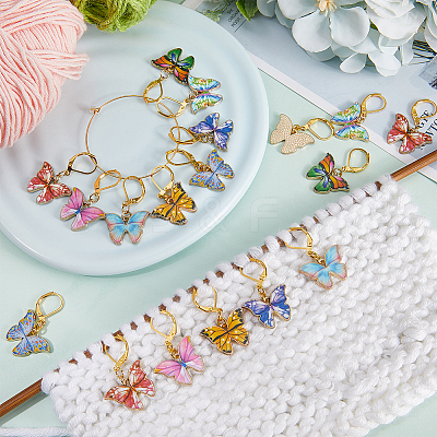 Alloy Enamel Butterfly Pendant Decoratoins HJEW-SC00042-1