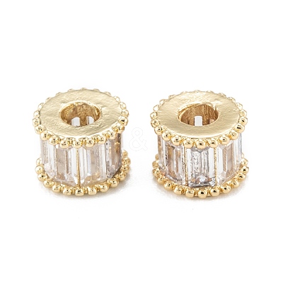 Brass Micro Pave Clear Cubic Zirconia Beads ZIRC-L101-08G-1