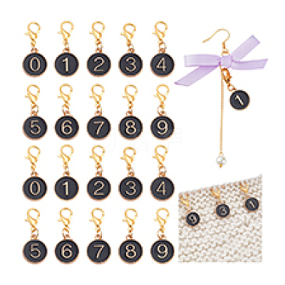 20Pcs 10 Styles Alloy Enamel Pendant Locking Stitch Markers HJEW-PH02072-1