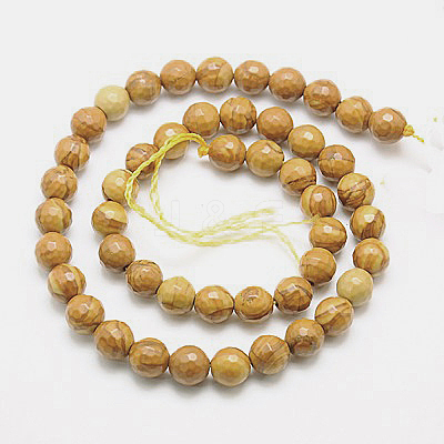 Natural Petrified Wood Beads Strands G-G542-8mm-06-1