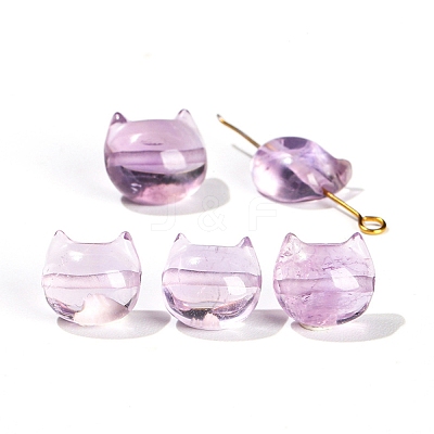 Natural Amethyst Faceless Cat Head Beads PW-WGB8F95-01-1