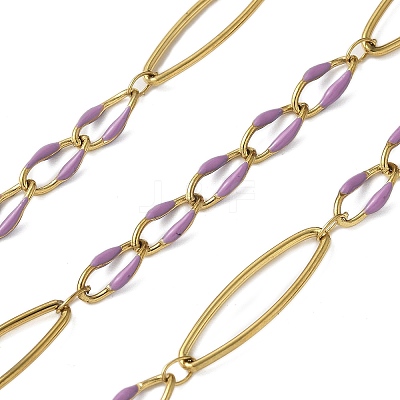 304 Stainless Steel Enamel Link Chains CHS-U003-01G-03-1