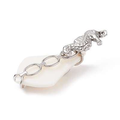 Natural White Shell Pendants SSHEL-C010-04P-1