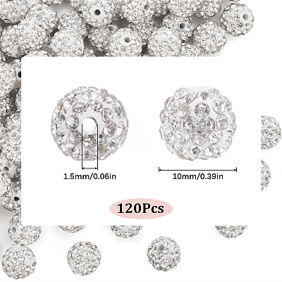 120Pcs Pave Disco Ball Beads RB-SC0004-84C-1