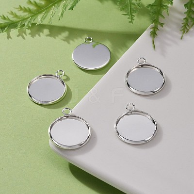 304 Stainless Steel Pendant Cabochon Settings STAS-F191-14S-E-1
