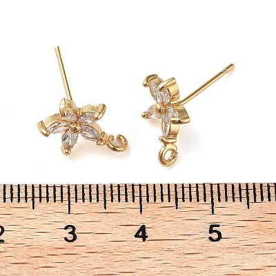 Brass Micro Pave Cubic Zirconia Studs Earring Findings KK-K364-03G-1