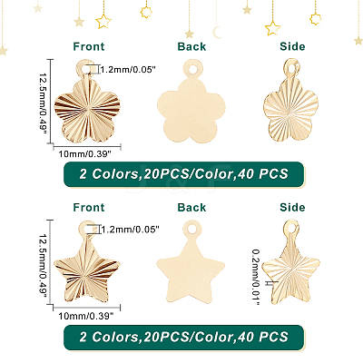 80Pcs 4 Style Brass Charms KK-FH0002-96-1