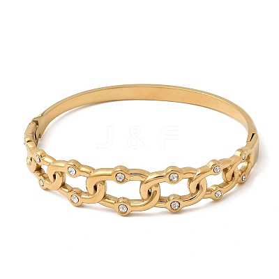 304 Stainless Steel Rhinestone Hinged Bangles for Women BJEW-B168-19G-1