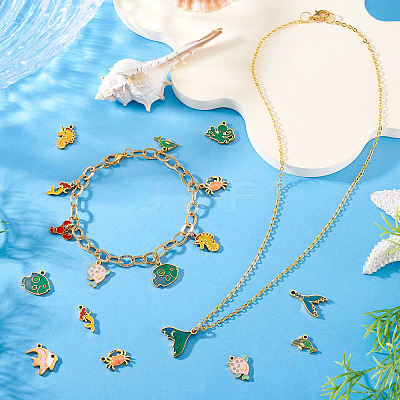 12Pcs 12 Styles 304 Stainless Steel Enamel Pendants STAS-TA0001-43-1