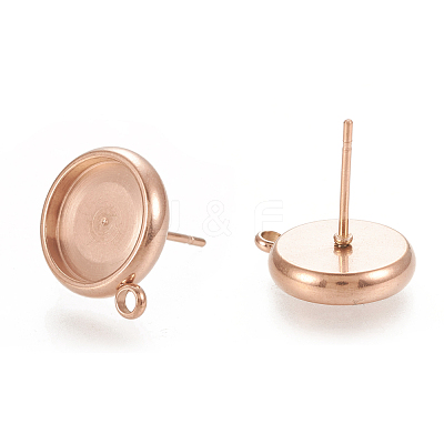 Ion Plating(IP) 304 Stainless Steel Stud Earring Findings X-STAS-K202-04D-RG-1
