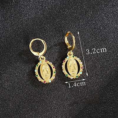 Brass Rhinestone Hoop Earrings FS-WGF6716-03-1