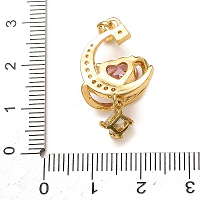 Brass Micro Pave Pink Cubic Zirconia Pendants LS-CU-CBA97F2-10G-1