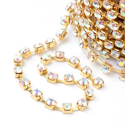 Brass Rhinestone Strass Chains CHC-T002-SS12-02C-1