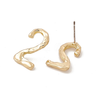Brass Number Stud Earrings with 925 Sterling Silver Pins for Women LS-EJEW-A077-01B-1