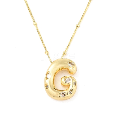 Brass Micro Pave Clear Cubic Zirconia Pendant Necklaces NJEW-Z038-01G-G-1