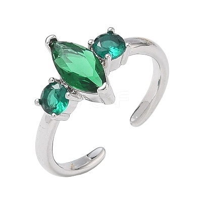 Brass Micro Pave Cubic Zirconia Cuff Open Rings for Women RJEW-L343-14P-06-1