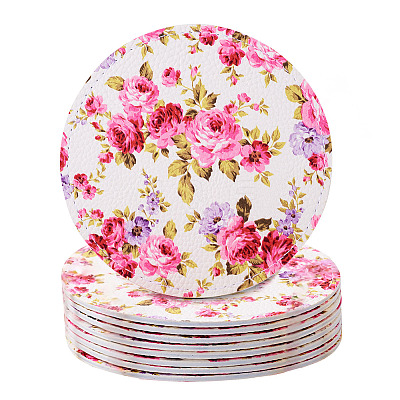 8Pcs PU Leather Cup Mats AJEW-MB0001-12-1