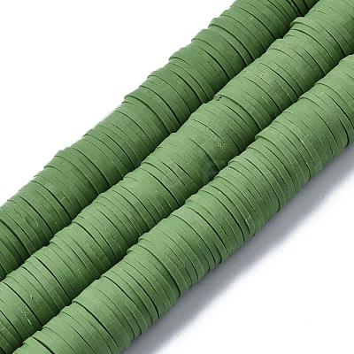 Flat Round Handmade Polymer Clay Beads CLAY-R067-12mm-43-1