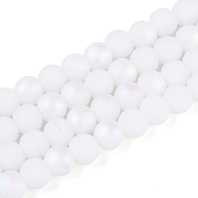 Frosted Opaque Glass Beads Strands GLAA-T032-P6mm-MBB02-1