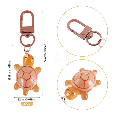 3Pcs Resin Tortoise Pendant Decorations HJEW-TA0001-39F-1