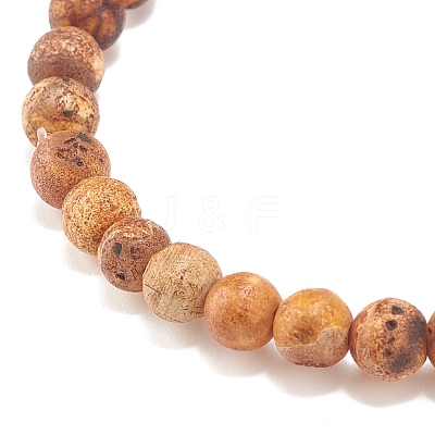 Round Natural Agate Stretch Beaded Bracelets BJEW-JB08196-01-1