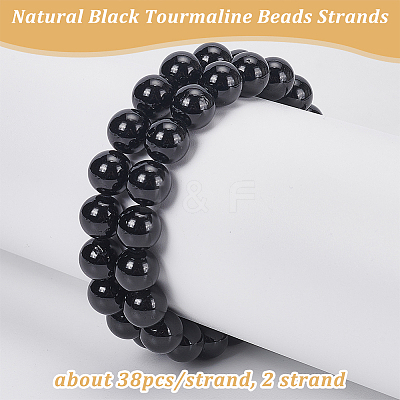 2 Strands Natural Black Tourmaline Beads Strands G-OC0004-93-1