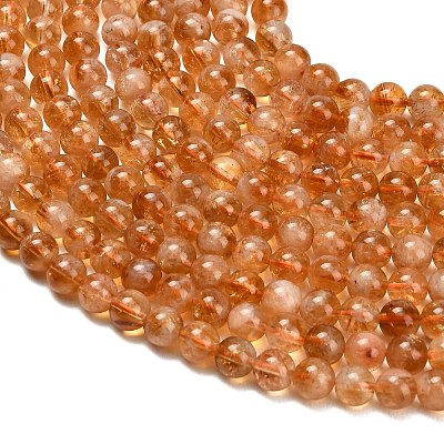 Hearted Natural Citrine Beads Strands G-L663-A02-6mm-1