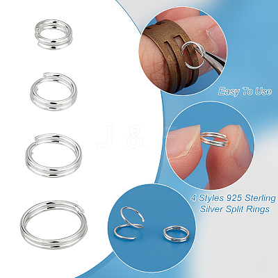 40Pcs 4 Styles 925 Sterling Silver Split Rings STER-PH0001-45-1