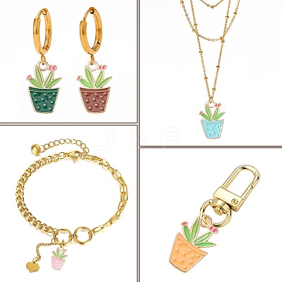 60Pcs 6 Colors Alloy Enamel Pendants ENAM-CJ0004-62-1
