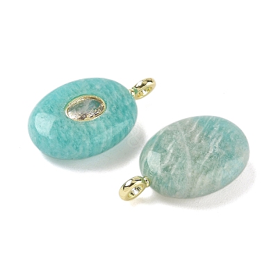 Natural Amazonite & Cubic Zirconia Pendants G-Z076-01G-15-1