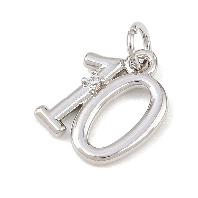 Brass Micro Pave Clear Cubic Zirconia Charms KK-P339-27P-10-1