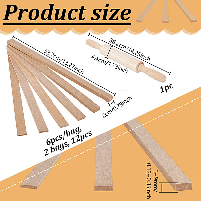12Pcs MDF Clay Roller Tool DIY-UN0007-45-1