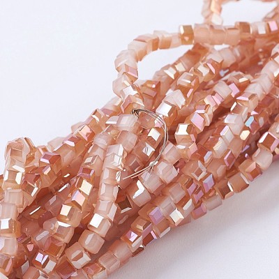 Electroplate Glass Beads Strands X-EGLA-F121-HR-B04-1