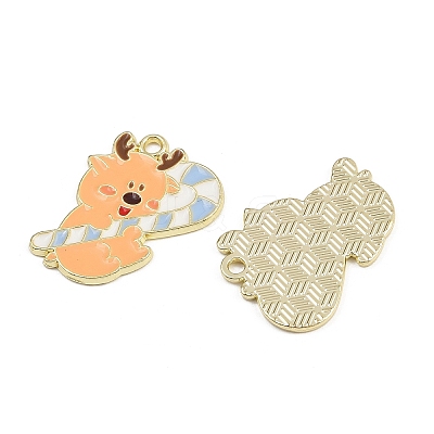 Christmas Deer Theme Alloy Enamel Pendants ENAM-D304-01C-G-1