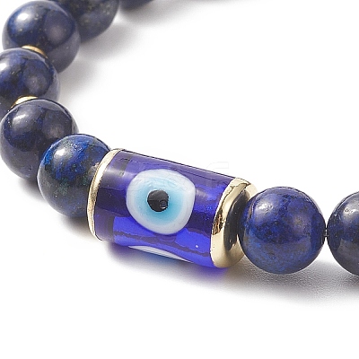 5Pcs 5 Style Natural & Synthetic Mixed Gemstone & Lampwork Evil Eye Beaded Stretch Bracelets Set for Women BJEW-TA00234-1