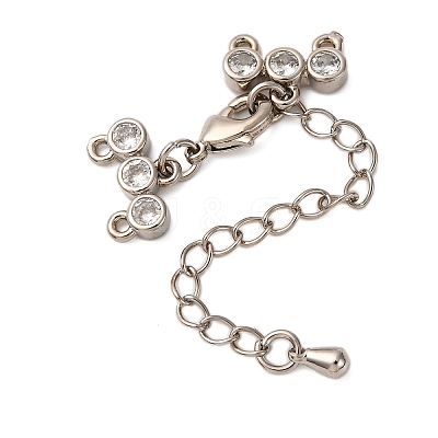 Brass Micro Pave Clear Cubic Zirconia Chain Extender KK-A214-35P-1