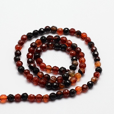 Faceted Natural Agate Round Beads Strands X-G-E318C-4mm-09-1