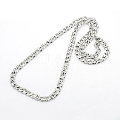 Tarnish Resistant Men's 304 Stainless Steel Curb Chain Necklaces LS-STAS-O037-77P-1