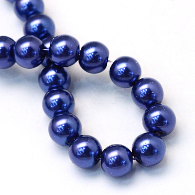 Baking Paint Pearlized Glass Pearl Round Bead Strands X-HY-Q330-8mm-19-1
