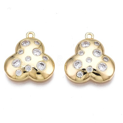 Brass Micro Pave Clear Cubic Zirconia Charms KK-N232-259-1