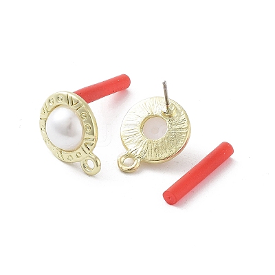 Rack Plating Golden Alloy with ABS Pearl Stud Earring Findings EJEW-B036-03G-05-1