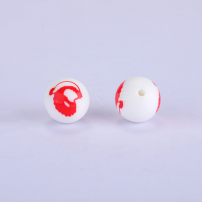 Printed Round Silicone Focal Beads SI-JX0056A-218-1