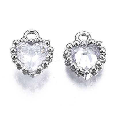 Brass Inlaid Clear Cubic Zirconia Charms ZIRC-S069-048B-P-1