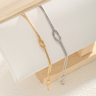 2Pcs Simple Alloy Love Knot Couple Bracelet Set PW-WGF0160-01-1