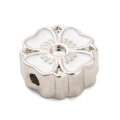 Flower Brass Enamel Bead Rhinestone Settings KK-H527-01P-02-1