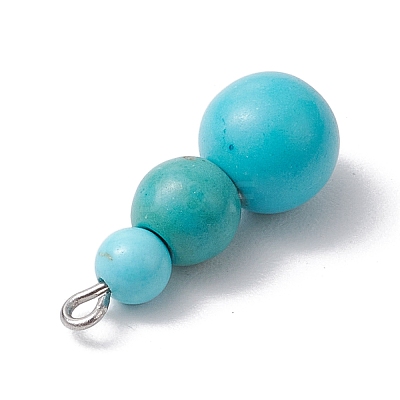 Synthetic Turquoise Dyed Round Beaded Pendants PALLOY-JF02867-11-1
