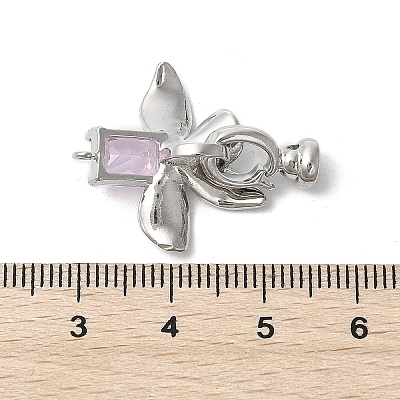 Brass Micro Pave Cubic Zirconia Fold Over Clasps KK-U059-10P-1